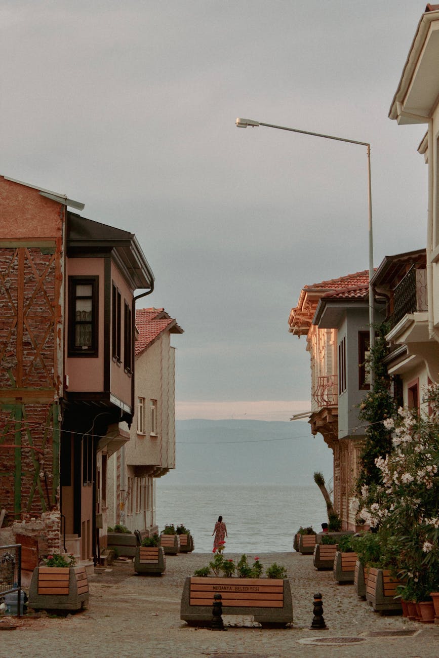 a narrow alley by the sea